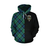 Graham of Menteith Ancient Tartan Hoodie Half of Me - Cross Style