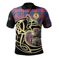 Graham of Menteith Red Tartan Polo Shirt Viking Wolf