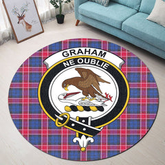 Graham of Menteith Red Tartan Crest Round Rug