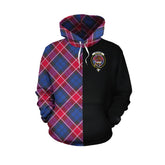 Graham of Menteith Red Tartan Hoodie Half of Me - Cross Style