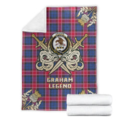 Graham of Menteith Red Tartan Gold Courage Symbol Blanket