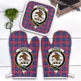 Graham Of Menteith Red Tartan Crest Oven Mitt And Pot Holder (2 Oven Mitts + 1 Pot Holder)