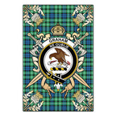 Graham of Montrose Ancient Tartan Crest Black Garden Flag - Gold Thistle Style