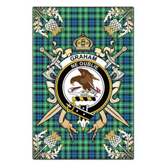 Graham of Montrose Ancient Tartan Crest Black Garden Flag - Gold Thistle Style