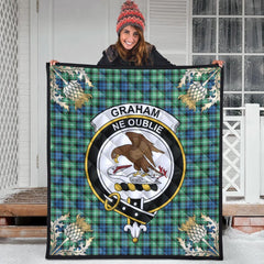 Graham of Montrose Ancient Tartan Crest Premium Quilt - Gold Thistle Style