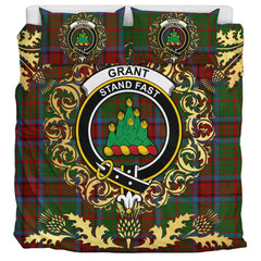 Grant of Monymusk Tartan Crest Bedding Set - Golden Thistle Style
