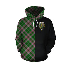 Gray Hunting Tartan Hoodie Half of Me - Cross Style