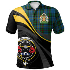 Green MacLeod Tartan Polo Shirt - Royal Coat Of Arms Style