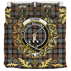 Gunn Weathered Tartan Crest Bedding Set - Golden Thistle Style