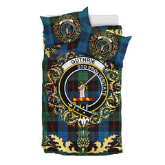 Guthrie Tartan Crest Bedding Set - Golden Thistle Style