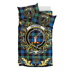 Guthrie Ancient Tartan Crest Bedding Set - Golden Thistle Style