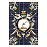 Guthrie Modern Tartan Crest Black Garden Flag - Gold Thistle Style