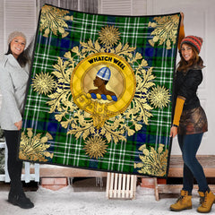Haliburton Tartan Crest Premium Quilt - Gold Thistle Style