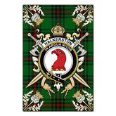 Halkerston Tartan Crest Black Garden Flag - Gold Thistle Style