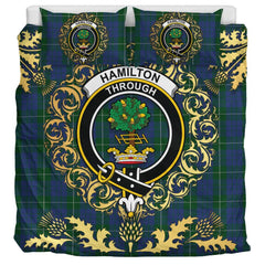 Hamilton Hunting Tartan Crest Bedding Set - Golden Thistle Style