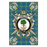 Hamilton Hunting Ancient Tartan Crest Black Garden Flag - Gold Thistle Style