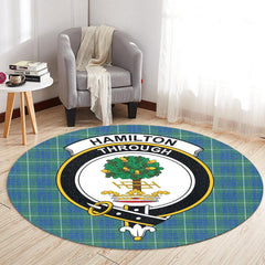 Hamilton Hunting Ancient Tartan Crest Round Rug