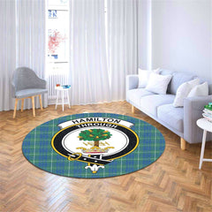Hamilton Hunting Ancient Tartan Crest Round Rug