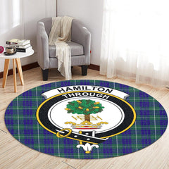 Hamilton Hunting Modern Tartan Crest Round Rug