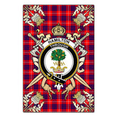 Hamilton Modern Tartan Crest Black Garden Flag - Gold Thistle Style