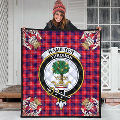 Hamilton Modern Tartan Crest Premium Quilt - Gold Thistle Style