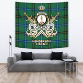 Henderson Ancient Tartan Crest Tapestry - Legend Gold Style