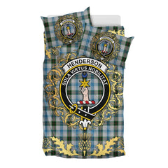 Henderson Dress Tartan Crest Bedding Set - Golden Thistle Style