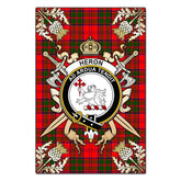 Heron Tartan Crest Black Garden Flag - Gold Thistle Style