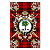 Hogg Tartan Crest Black Garden Flag - Gold Thistle Style