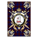 Home Modern Tartan Crest Black Garden Flag - Gold Thistle Style