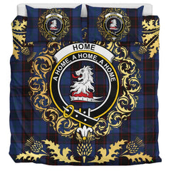 Home (Hume) Tartan Crest Bedding Set - Golden Thistle Style