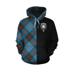 Horsburgh Tartan Hoodie Half of Me - Cross Style
