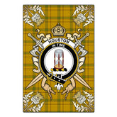 Houston Tartan Crest Black Garden Flag - Gold Thistle Style