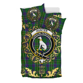 Hunter of Hunterston Tartan Crest Bedding Set - Golden Thistle Style