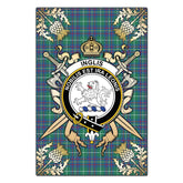 Inglis Ancient Tartan Crest Black Garden Flag - Gold Thistle Style