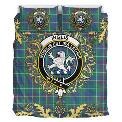 Inglis Ancient Tartan Crest Bedding Set - Golden Thistle Style