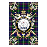 Inglis Modern Tartan Crest Black Garden Flag - Gold Thistle Style
