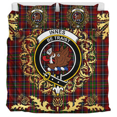 Innes 2 Tartan Crest Bedding Set - Golden Thistle Style