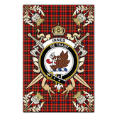 Innes Modern Tartan Crest Black Garden Flag - Gold Thistle Style