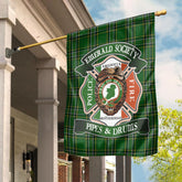 Irish National Tartan With Emerald Society Garden Flag