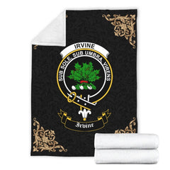 Irvine Crest Tartan Premium Blanket Black