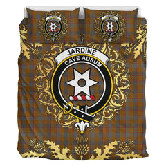 Jardine 01 Tartan Crest Bedding Set - Golden Thistle Style