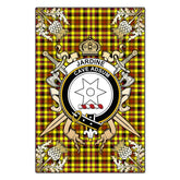 Jardine Tartan Crest Black Garden Flag - Gold Thistle Style