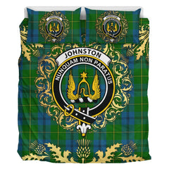 Johnston (Johnstone) 01 Tartan Crest Bedding Set - Golden Thistle Style