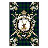 Keith Modern Tartan Crest Black Garden Flag - Gold Thistle Style