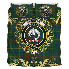 Kennedy 2 Tartan Crest Bedding Set - Golden Thistle Style