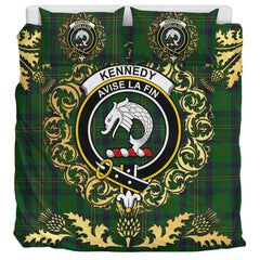 Kennedy Tartan Crest Bedding Set - Golden Thistle Style