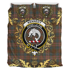 Kennedy Weathered Tartan Crest Bedding Set - Golden Thistle Style