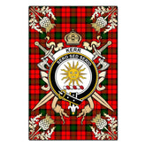 Kerr Modern Tartan Crest Black Garden Flag - Gold Thistle Style