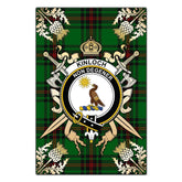 Kinloch Tartan Crest Black Garden Flag - Gold Thistle Style